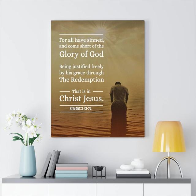 Glory Of God Romans 3:23-24 - Wrapped Canvas Print Blue Elephant Size: 61cm H x 46cm W on Productcaster.