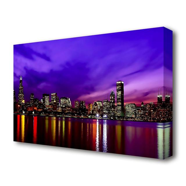 'New York Harbour Purple' Photograph on Wrapped Canvas East Urban Home Size: 50.8 cm H x 81.3 cm W on Productcaster.