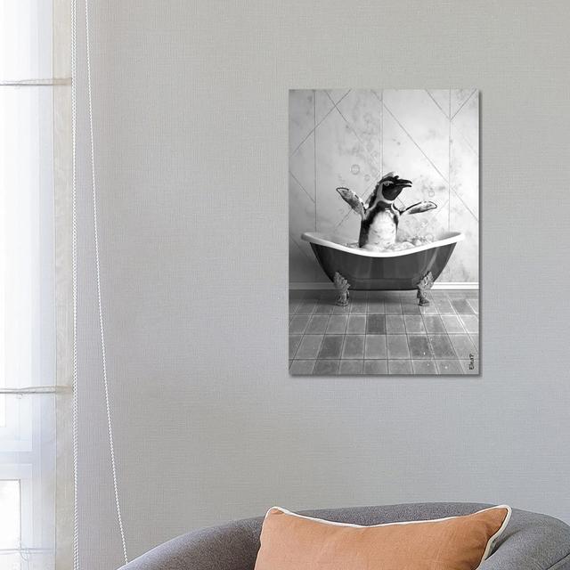 Penguin In Tub by Jauffrey Philippe - No Frame Gallery-Wrapped Canvas Giclée on Canvas Happy Larry Size: 66.04cm H x 45.72cm W on Productcaster.