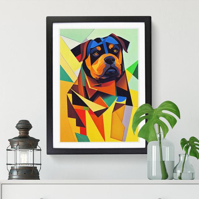 Rottweiler Painting Cubism Vol.2 - Single Picture Frame Print Big Box Art Frame Option: Black, Size: 46cm H x 34cm W x 2cm D on Productcaster.