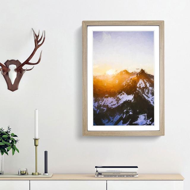 Sun over the Mountains in Abstract - Picture Frame Graphic Art Print East Urban Home Frame Option: Oak Framed, Size: 48cm H x 36cm W x 2cm D on Productcaster.