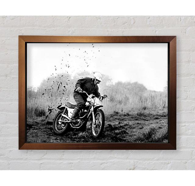 Motor Bike In The Mud B N W - Single Picture Frame Art Prints Alpen Home Size: 84.1cm H x 118.9cm W x 3.4cm D on Productcaster.