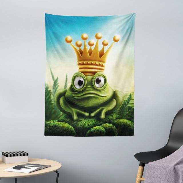 Tapestry, Frog Prince on Moss Stone, Forest Green and Yellow Abakuhaus Maße: 150 cm H x 110 cm B on Productcaster.