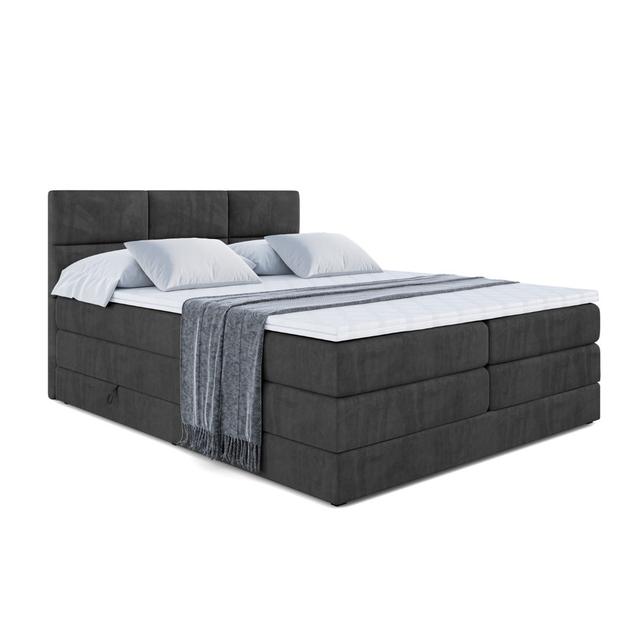 Boxspringbett mit Bettkasten und Topper Metro Lane Größe: 200 × 200 cm, Farbe: Schwarz on Productcaster.