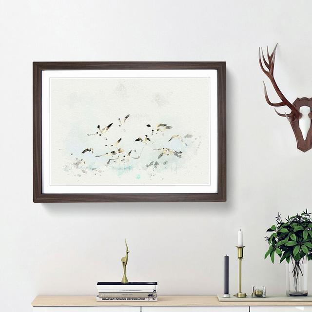 Flock of Seagulls over the Sea in Abstract - Picture Frame Graphic Art Print East Urban Home Frame Option: Walnut Framed, Size: 36cm H x 48cm W x 2cm on Productcaster.