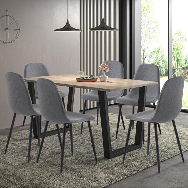 Antigua 6 - Person Solid Oak Dining Set George Oliver Size: H77 x L150 x W80cm on Productcaster.