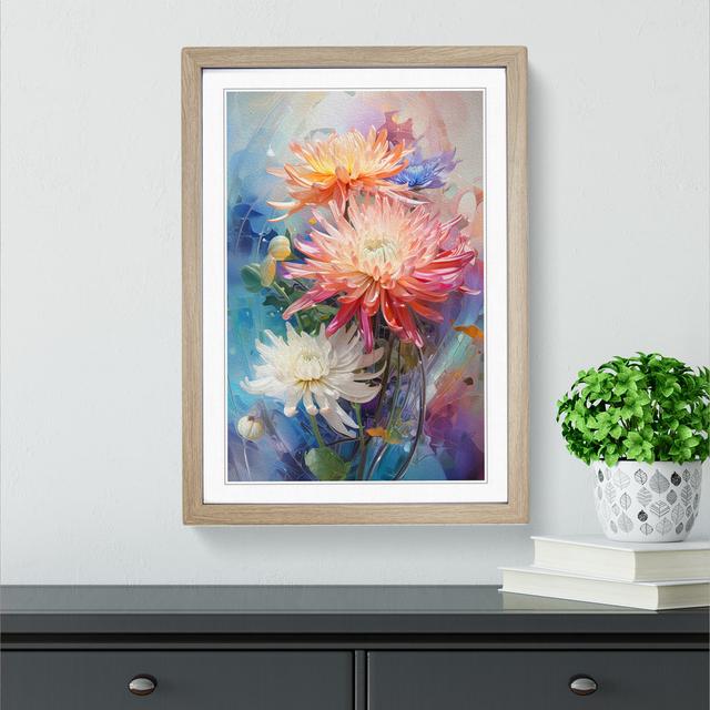 Chrysanthemums Futurism No.2 - Single Picture Frame Print on Wood Marlow Home Co. Format: Oak Framed, Size: 64cm H x 46cm W x 2cm D on Productcaster.