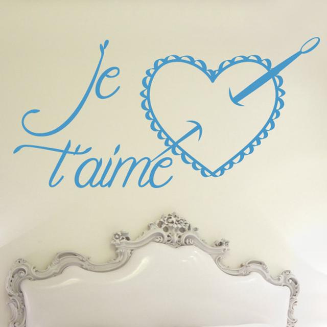 Je Taime Needle and Heart Pillow Wall Sticker Maturi Size: Medium, Colour: Blue on Productcaster.