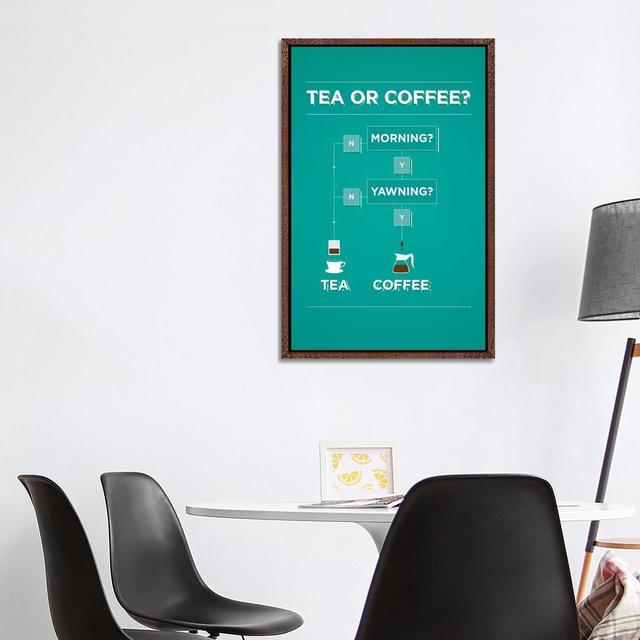 Tea and Coffee by Stephen Wildish - Floater Frame Typogarphy on Canvas Happy Larry Size: 101.60cm H x 66.04cm W x 3.81cm D, Format: Wrapped Canvas on Productcaster.