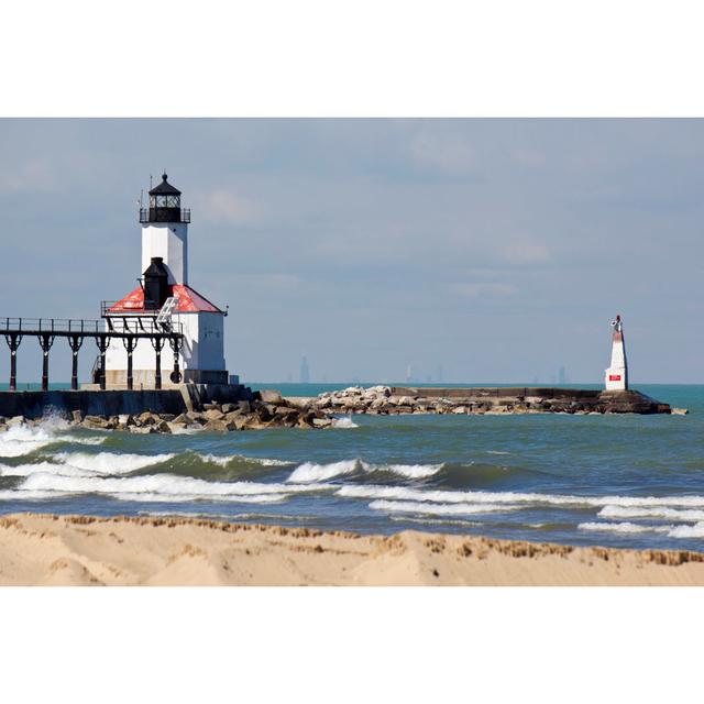 Chicago Skyline Seen Accross Lake Michigan - Wrapped Canvas Print Breakwater Bay Size: 51cm H x 76cm W on Productcaster.