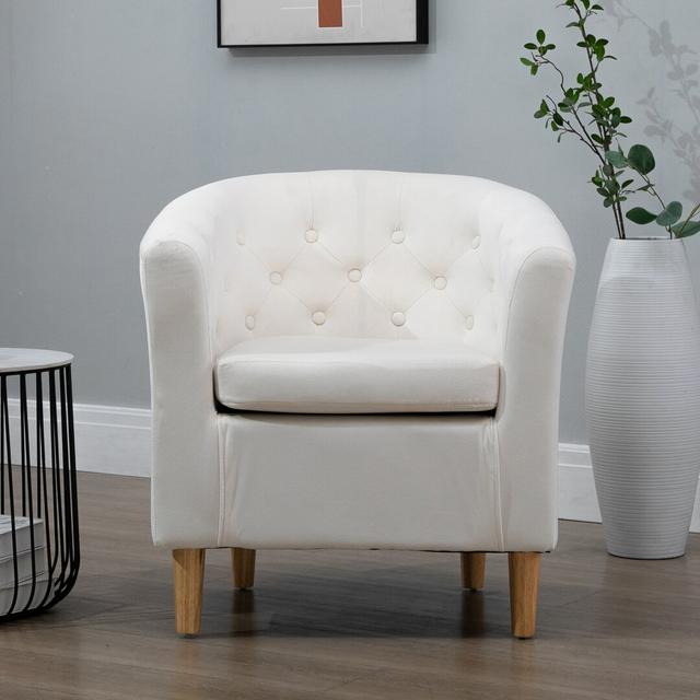 Tarbes Velvet Barrel Chair Lark Manor Upholstery Colour: Cream on Productcaster.