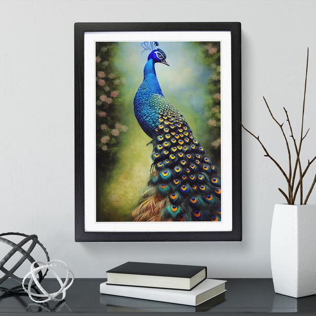 XV1022-4975X View Of A Peacock No.2 - Print World Menagerie Format: Black Framed, Size: 36cm H x 27cm W, Matte Colour: White on Productcaster.