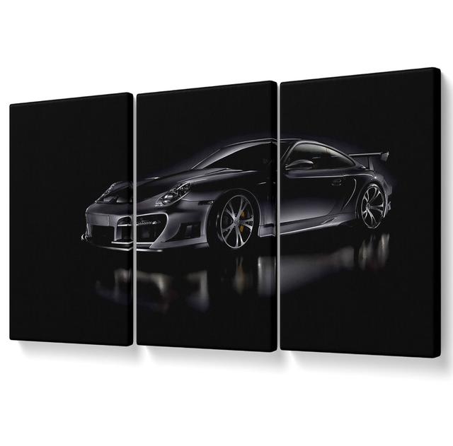 Dark Porsche GT Street Racing - 3 Piece Wrapped Canvas Graphic Art Brayden Studio Size: 142.2cm H x 304.8cm W on Productcaster.