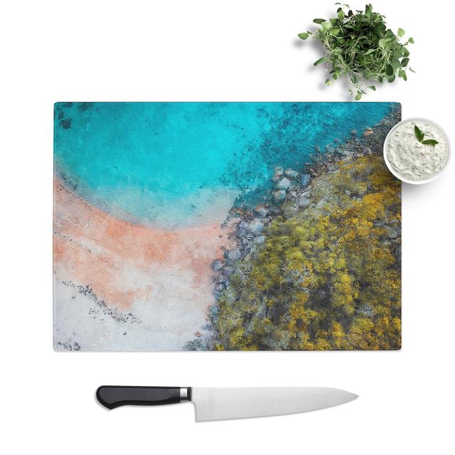 Tempered Glass a Beach in Sydney Australia Painting Chopping Board East Urban Home Size: 28.5 cm x 39 cm on Productcaster.