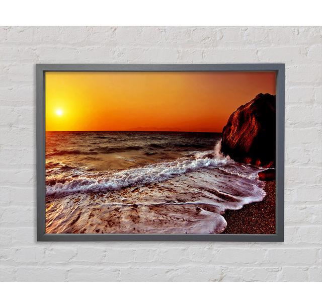 Swell Of The Ocean Sun Framed Print Wall Art Highland Dunes Format: Walnut Framed Canvas, Size: 100cm H x 141.4cm W x 3.3cm D on Productcaster.