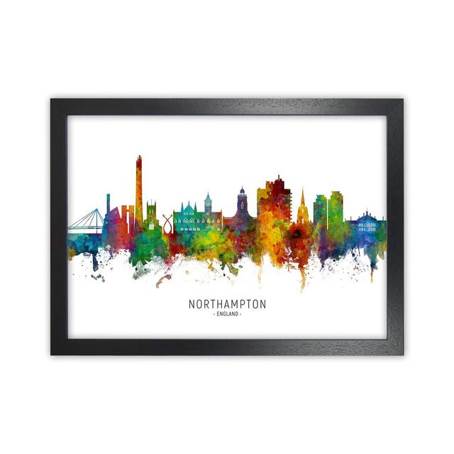 Northampton England Skyline by Michael Tompsett - Graphic Art Print Ebern Designs Format: Black Framed, Size: 25cm H x 34cm W x 3cm D on Productcaster.