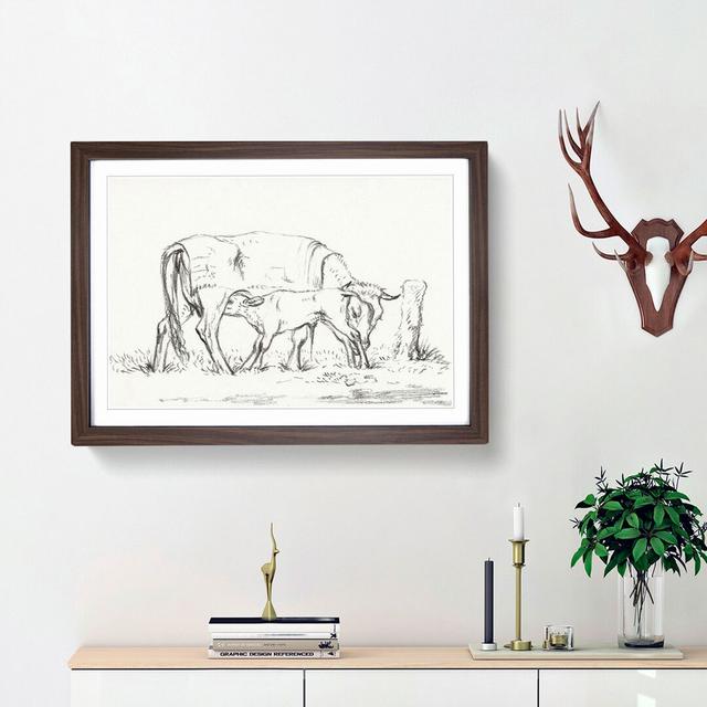 Cow with Calf by Jean Bernard - Picture Frame Painting Print on MDF East Urban Home Size: 36cm H x 48cm W x 2cm D, Frame Option: Walnut Framed on Productcaster.