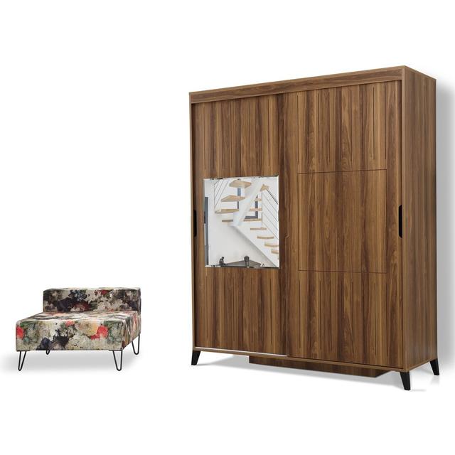 Garderobenschrank Suellen ScanMod Design Größe: 216 cm H x 140 cm B x 60 cm T, Ausführung: Walnussfarben on Productcaster.