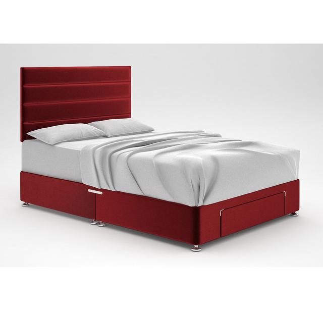 Ikin Divan Bed Base 17 Stories Size: Super King (6'), Colour: Red, Storage Type: End Drawer on Productcaster.