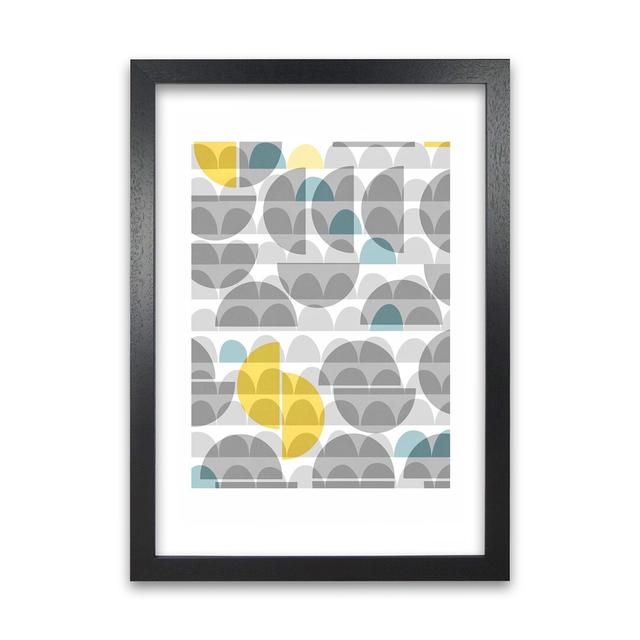 Geometric Grey And Yellow A Original - Print Norden Home Frame Option: Black Frame, Size: 30cm H x 21cm W x 3cm D on Productcaster.