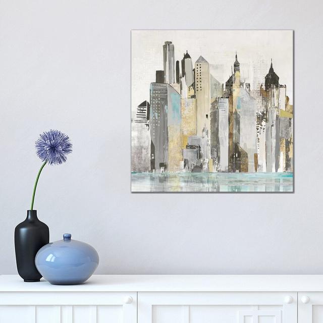 Bustling City by Allison Pearce - Wrapped Canvas Painting Rosalind Wheeler Size: 45.72cm H x 45.72cm W x 1.91cm D on Productcaster.