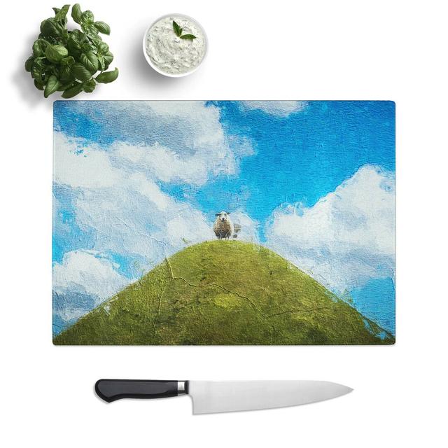 Tempered Glass Sheep atop a Hill Chopping Board East Urban Home Size: 28.5 cm W x 20 cm L on Productcaster.