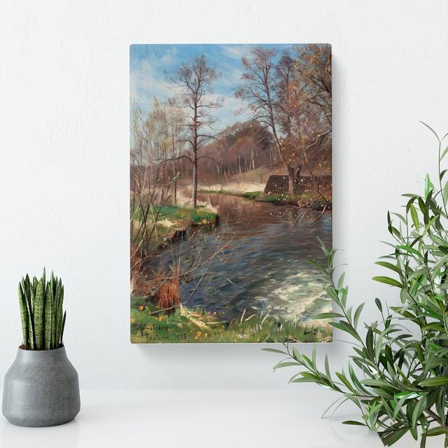 River Landscape by Peder Mork Monsted - Wrapped Canvas Painting East Urban Home Size: 50cm H x 35cm W x 3cm D on Productcaster.