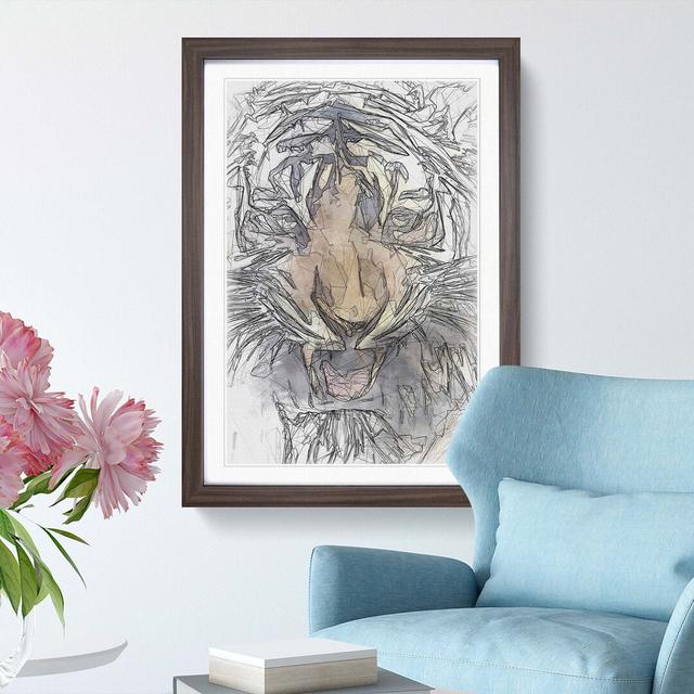 Prowling Tiger in Abstract - Picture Frame Graphic Art Print East Urban Home Frame Option: Walnut, Size: 91cm H x 60cm W x 2cm D on Productcaster.