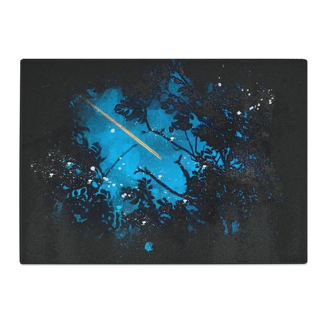 Tempered Glass Airplane Through the Trees Paint Splash Chopping Board East Urban Home Size: 20 cm x 28.5 cm on Productcaster.