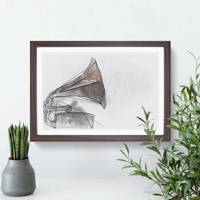 Vintage Gramophone in Abstract - Picture Frame Graphic Art Print East Urban Home Size: 35cm H x 50cm W x 2cm D, Frame Option: Walnut on Productcaster.