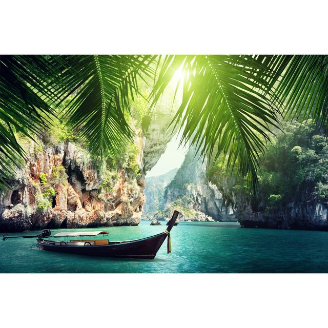 Long Boat Docked - Wrapped Canvas Photograph Breakwater Bay Size: 30cm H x 46cm W x 3.8cm D on Productcaster.