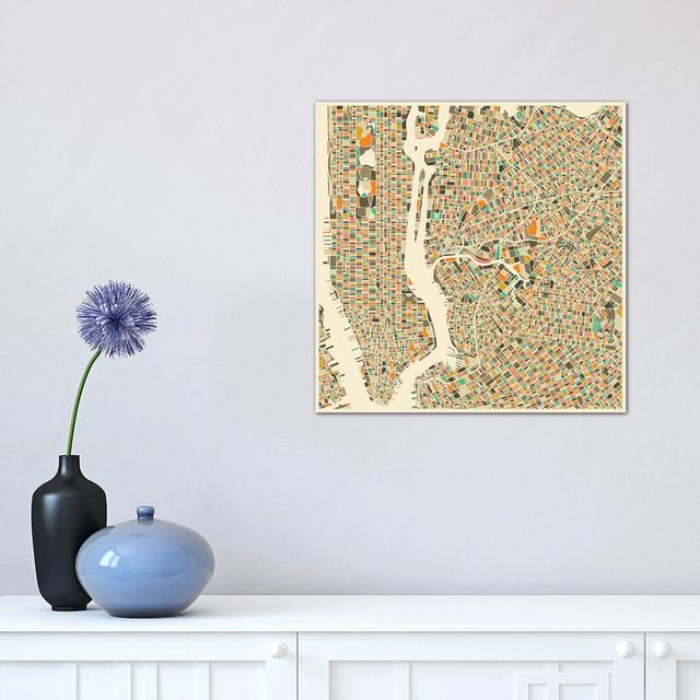 Abstract City Map Of New York City by Jazzberry Blue - Wrapped Canvas Print Latitude Run Size: 30.48cm H x 30.48cm W x 1.91cm D on Productcaster.