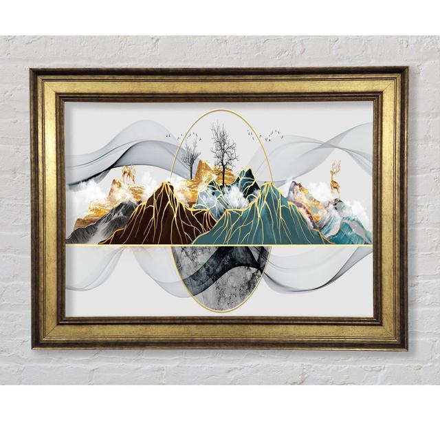 Gold Line Mountain - Print Bright Star Size: 100cm H x 141.4cm W x 8cm D on Productcaster.