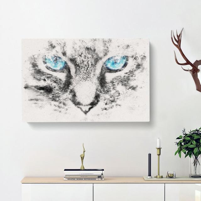 Bright Blue Cat Eyes - Wrapped Canvas Graphic Art Print East Urban Home Size: 60cm H x 91cm W x 3cm D on Productcaster.