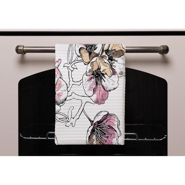 Flower Illustration Kitchen Towel (Set of 3) Rosalind Wheeler on Productcaster.