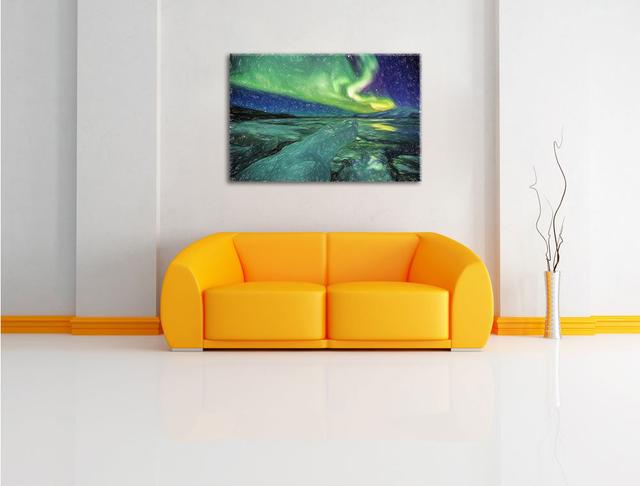 Leinwandbild „Auroral über Gletscher, Jokulsarlon Island“, Grafikdruck East Urban Home Größe: 40 cm H x 60 cm B on Productcaster.