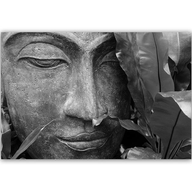 'Buddha Face with a Leaf 3' - Wrapped Canvas Photograph Print World Menagerie Size: 80cm H x 120cm W on Productcaster.