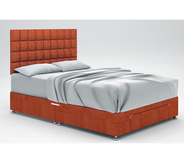 Stephanne Divan Bed Base 17 Stories Colour: Orange, Size: Small Double (4'), Storage Type: End Drawer on Productcaster.