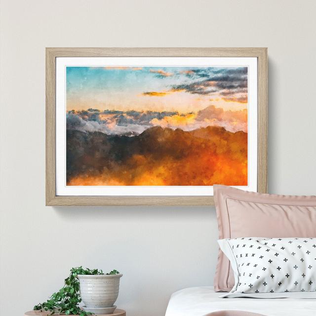 Orange Clouds Above the Mountains - Picture Frame Graphic Art Print East Urban Home Size: 62cm H x 87cm W x 2cm D, Frame Option: Oak Framed on Productcaster.