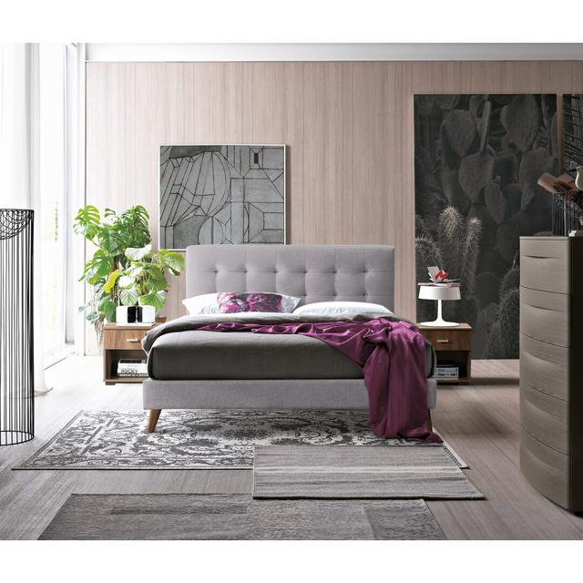 Morris Upholstered Bed Frame George Oliver Size: Double (4'6), Colour: Light Grey on Productcaster.