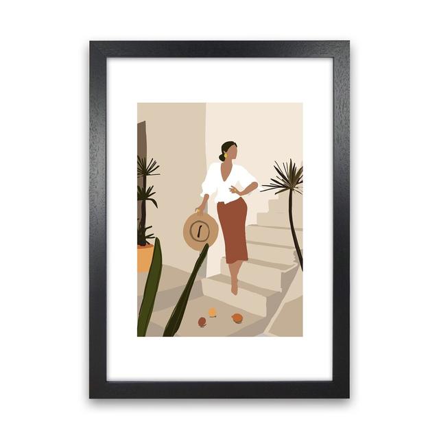 Mica Girl On Stairs N8 by Pixy Paper - Print Rosalind Wheeler Size: 59.4cm H x 42cm W x 3cm D, Format: Black Framed on Productcaster.