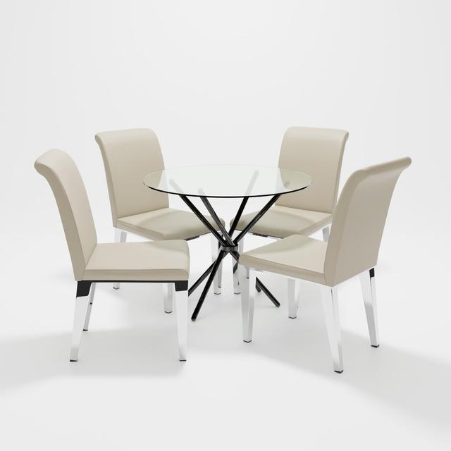 Desborough 4 - Person Dining Set Metro Lane Colour (Chair): Taupe, Colour (Table Base): Black on Productcaster.