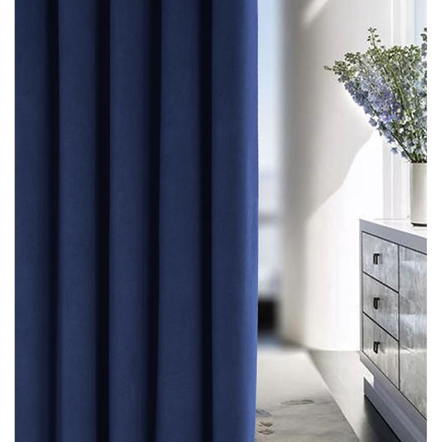 Eyelet Room Darkening Thermal Curtains (Set of 2) Ebern Designs Panel Size: 229 W x 229 D cm, Colour: Navy on Productcaster.