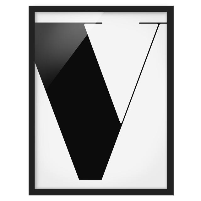 Antiqua Letter V - Picture Frame Graphic Art Ebern Designs Size: 70cm H x 50cm W x 2cm D, Frame Option: Black Framed on Productcaster.