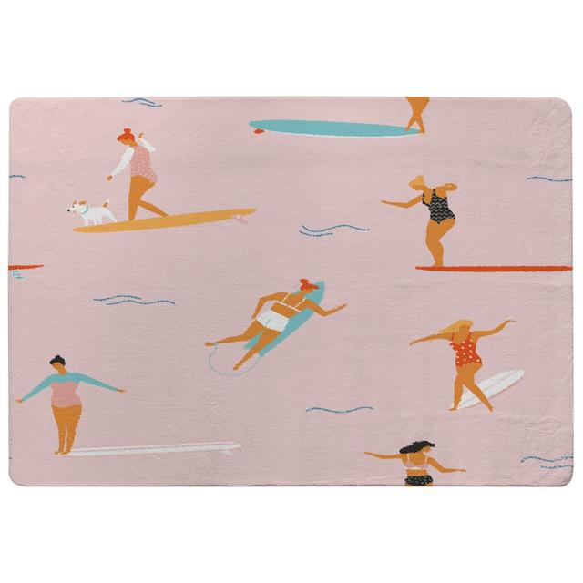 Longoria Surfers Shaggy Pink Rug East Urban Home Rug Size: Rectangle 140 x 200cm on Productcaster.