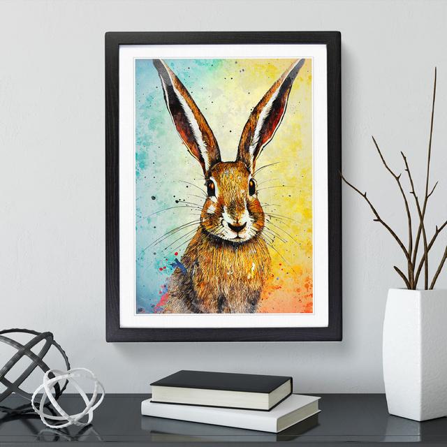 Colourful Watercolour Hare No.6 - Picture Frame Painting Brambly Cottage Size: 34cm H x 25cm W x 2cm D, Frame Colour: Black Framed on Productcaster.