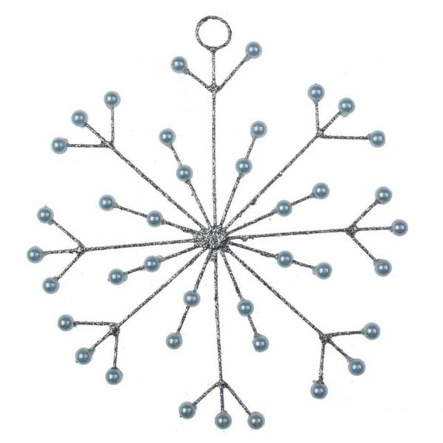 Glitter and Bead Spiky Snowflake Shaped Ornament (Set of 6) The Seasonal Aisle Colour: Silver on Productcaster.