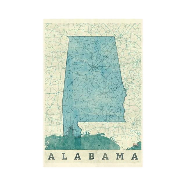 Alabama Map by Hubert Roguski - Wrapped Canvas Graphic Art Borough Wharf Size: 45.72cm H x 30.48cm W x 1.91cm D on Productcaster.