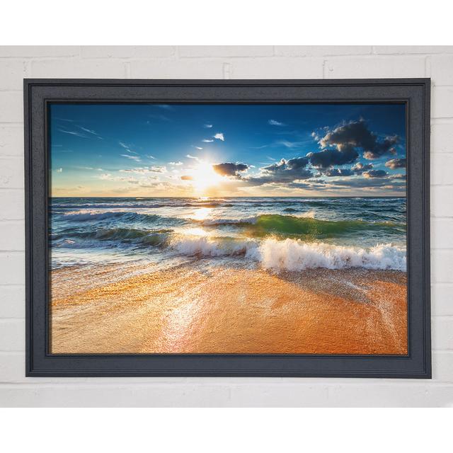 Crashing Blue Waves on the Shore - Single Picture Frame Art Prints Highland Dunes Size: 59.7cm H x 84.1cm W on Productcaster.