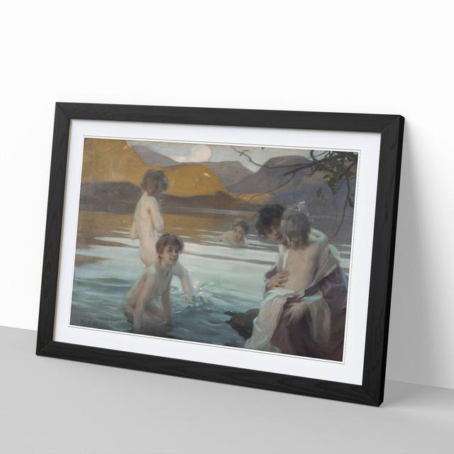 First Bath by Paul Chabas - Picture Frame Painting East Urban Home Size: 27cm H x 36cm W x 2cm D, Frame Option: Black Framed on Productcaster.